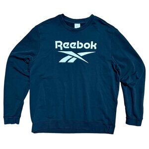 Reebok Black & White Classic Logo Crew Neck Sweatshirt, Men's 2XL